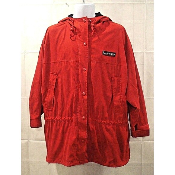 Lauren by Ralph Lauren Sailing Jacket Red Mesh Lined Hoodie Coat Womens Size M - Picture 2 of 10